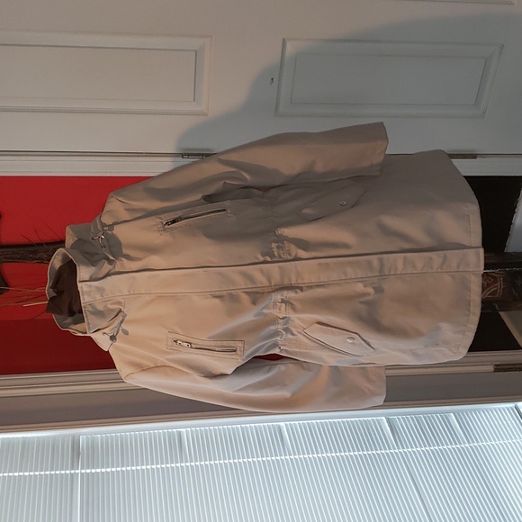 FF KENNETH COLE 2XL HOODED RAIN TRENCH COAT TAN WINDBREAKER - Picture 7 of 14